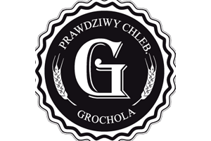 Obraz przedstawia logotyp firmy Grochola Prawdziwy Chleb